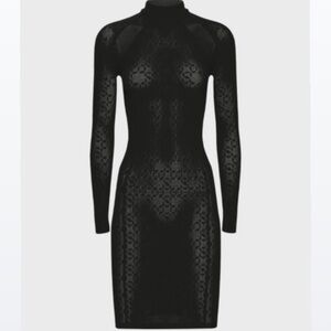 Wolford Black Sheer Lace Long Sleeve Dress